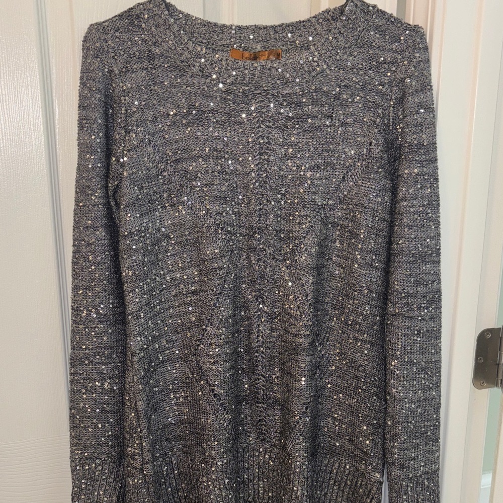 🎈4/$20 Belldini Gray Sequin Knit Sweater-NWOT